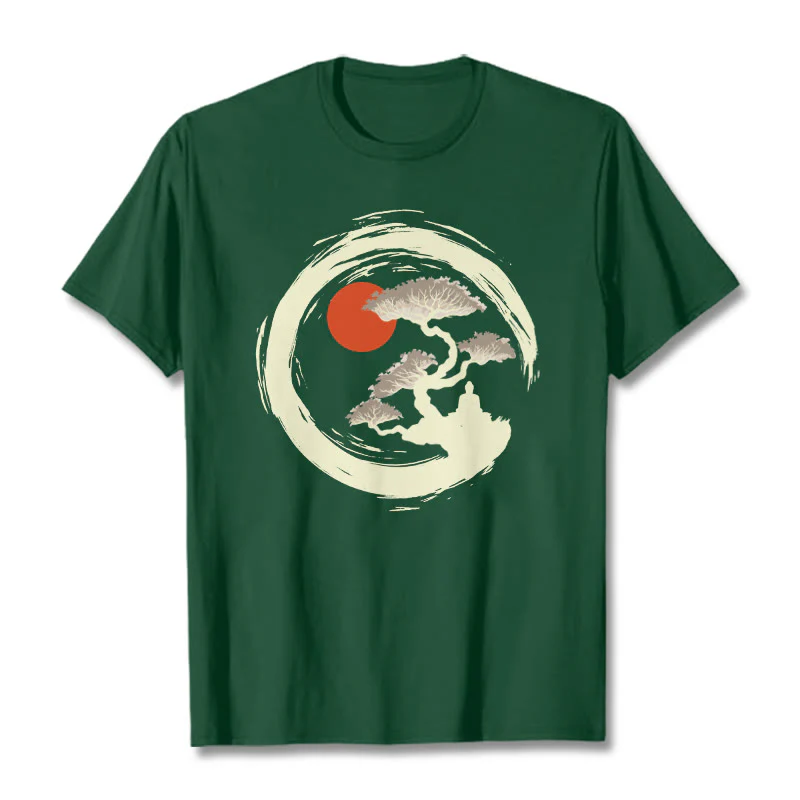 Maglietta Buddha Stones Red Sun Pine Zen Circle Meditazione Buddha Tee - Image 17