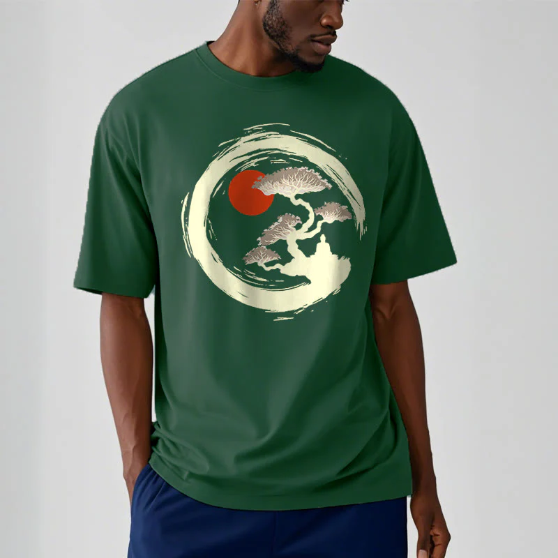 Maglietta Buddha Stones Red Sun Pine Zen Circle Meditazione Buddha Tee - Image 24
