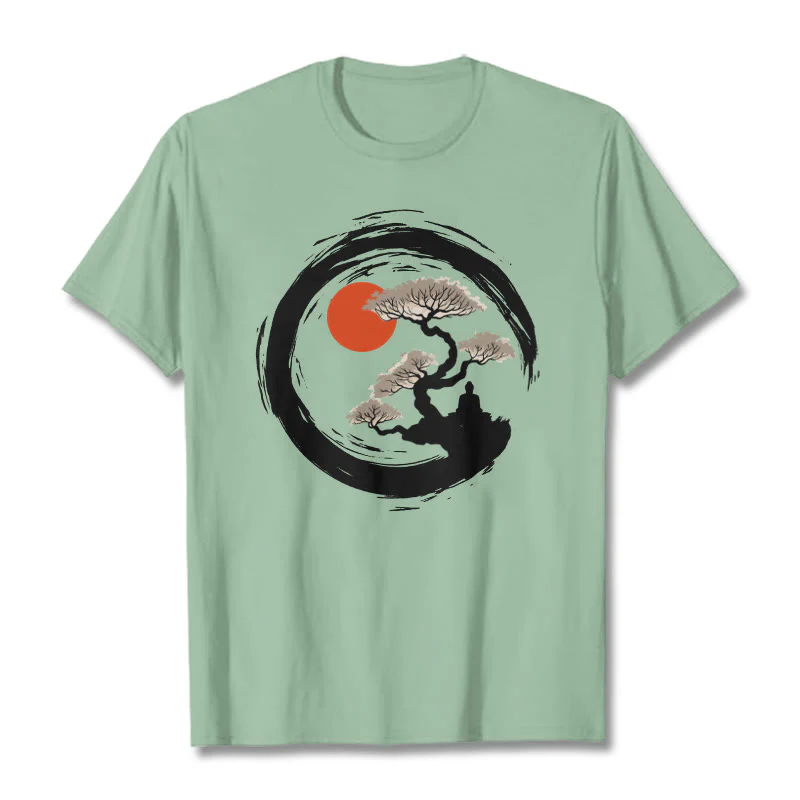 Maglietta Buddha Stones Red Sun Pine Zen Circle Meditazione Buddha Tee - Image 25