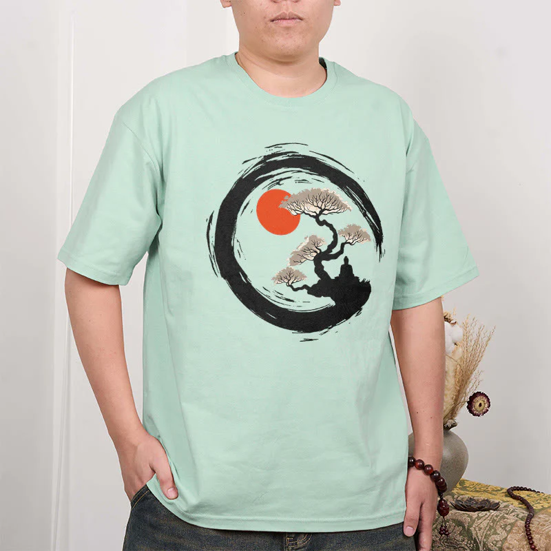 Maglietta Buddha Stones Red Sun Pine Zen Circle Meditazione Buddha Tee - Image 27