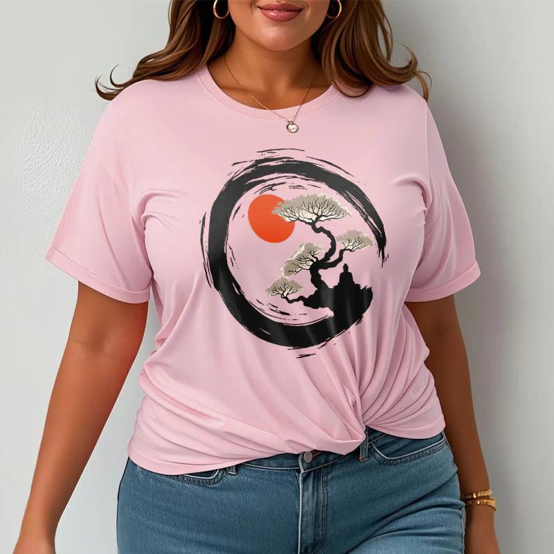 Maglietta Buddha Stones Red Sun Pine Zen Circle Meditazione Buddha Tee - Image 28