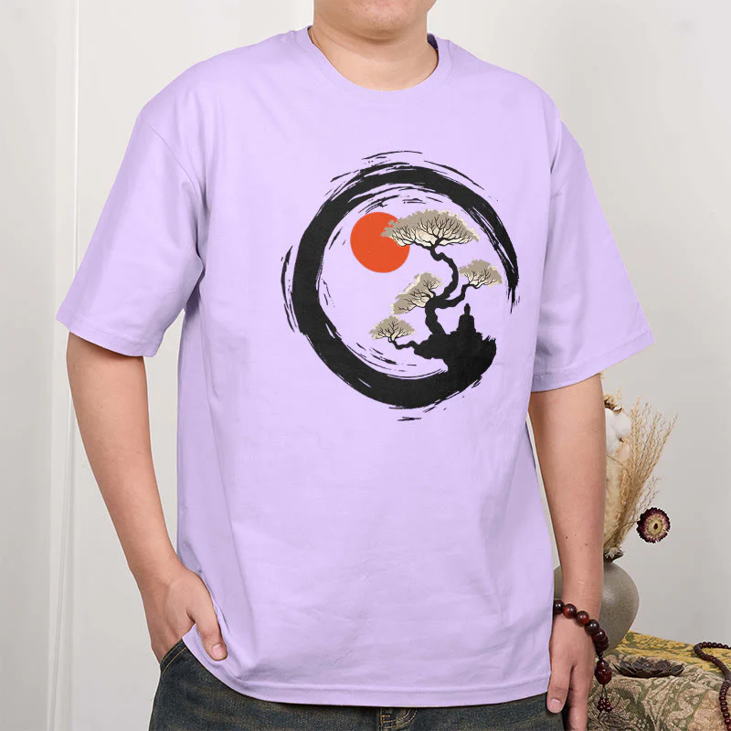 Maglietta Buddha Stones Red Sun Pine Zen Circle Meditazione Buddha Tee - Image 31