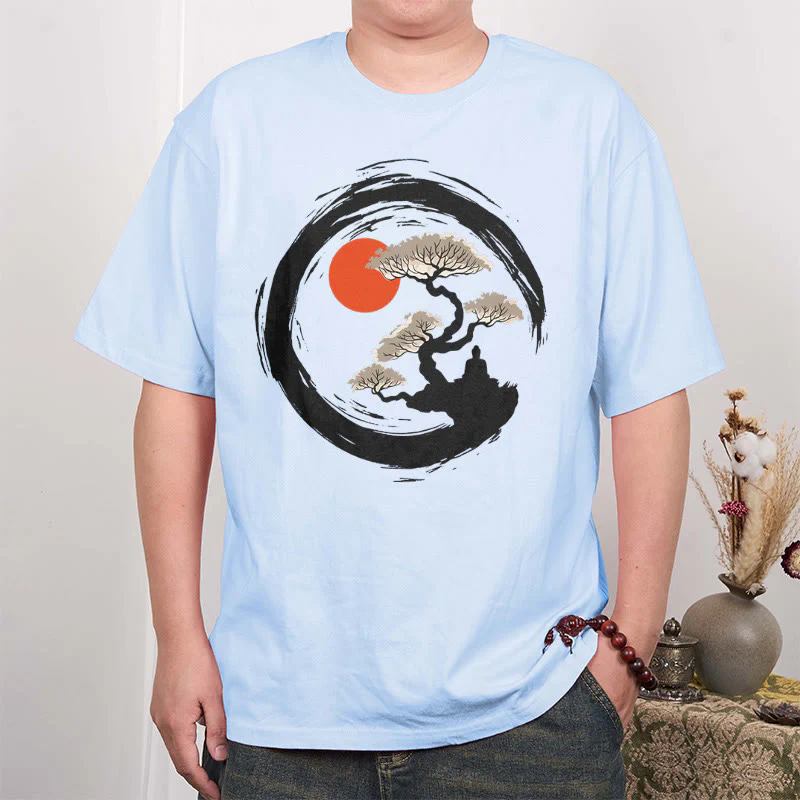 Maglietta Buddha Stones Red Sun Pine Zen Circle Meditazione Buddha Tee - Image 35