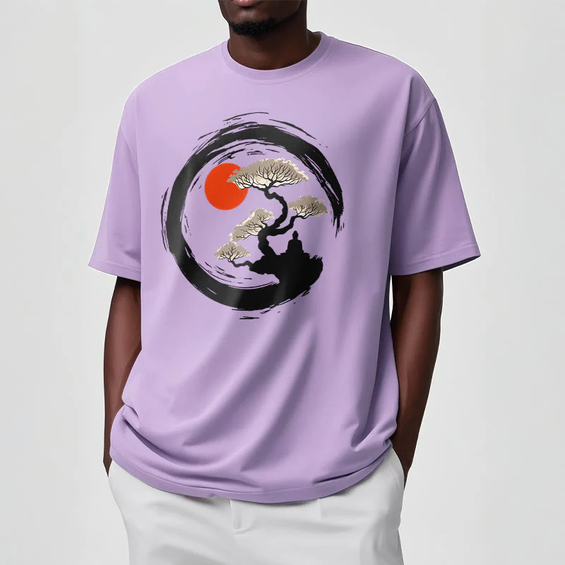 Maglietta Buddha Stones Red Sun Pine Zen Circle Meditazione Buddha Tee - Image 36