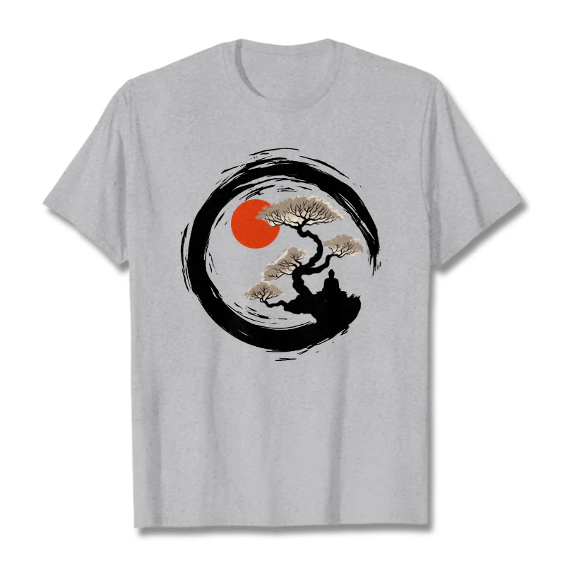 Maglietta Buddha Stones Red Sun Pine Zen Circle Meditazione Buddha Tee - Image 37