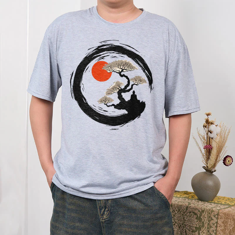 Maglietta Buddha Stones Red Sun Pine Zen Circle Meditazione Buddha Tee - Image 39