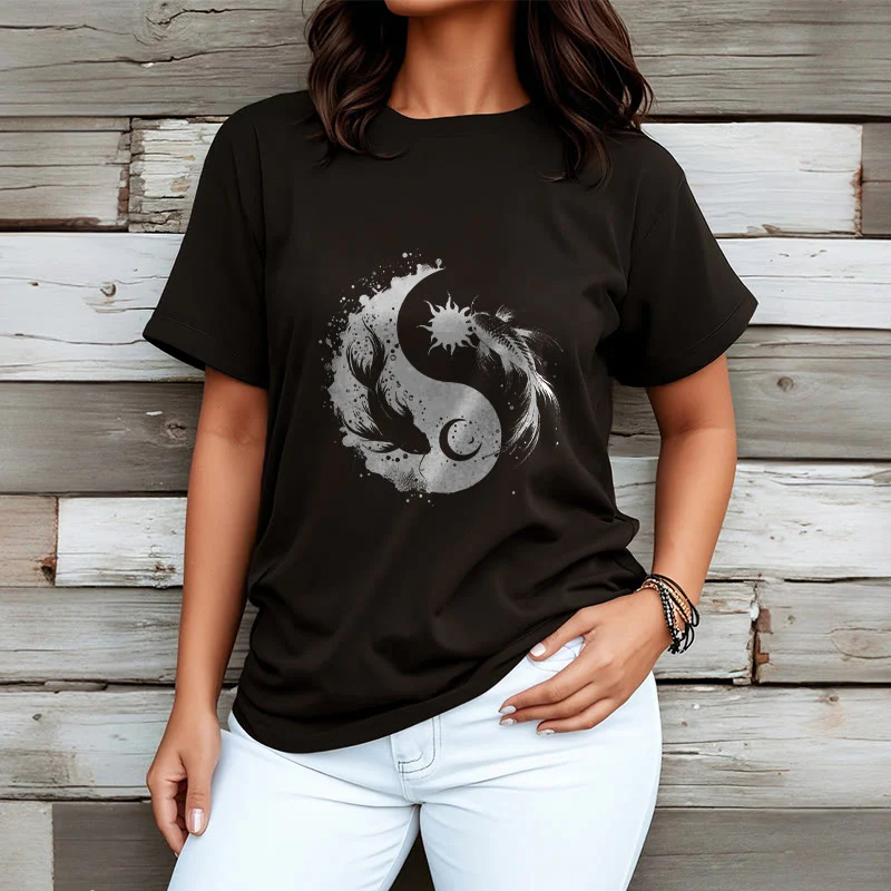 Maglietta con motivo Buddha Stonessun e Moon Yin Yang Koi - Image 8