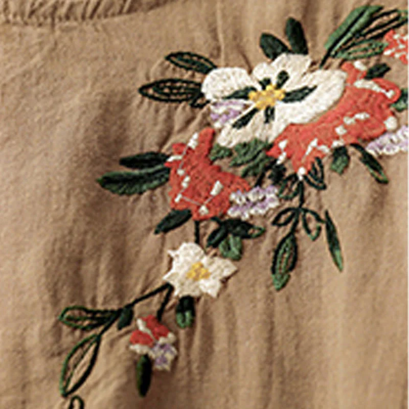 Maglietta da donna in cotone a maniche corte con scollo rotondo, casual ed estiva, con Buddha Stones e ricamo - Image 7