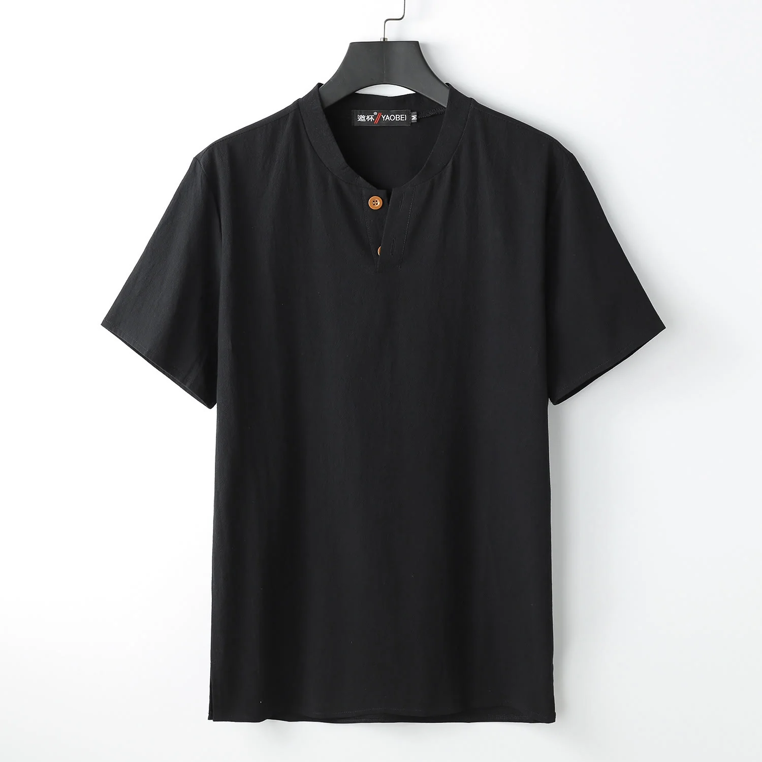 Maglietta da uomo ampia con Buddha Stones, tinta unita, manica corta, collo con bottoni, morbida camicia - Image 3