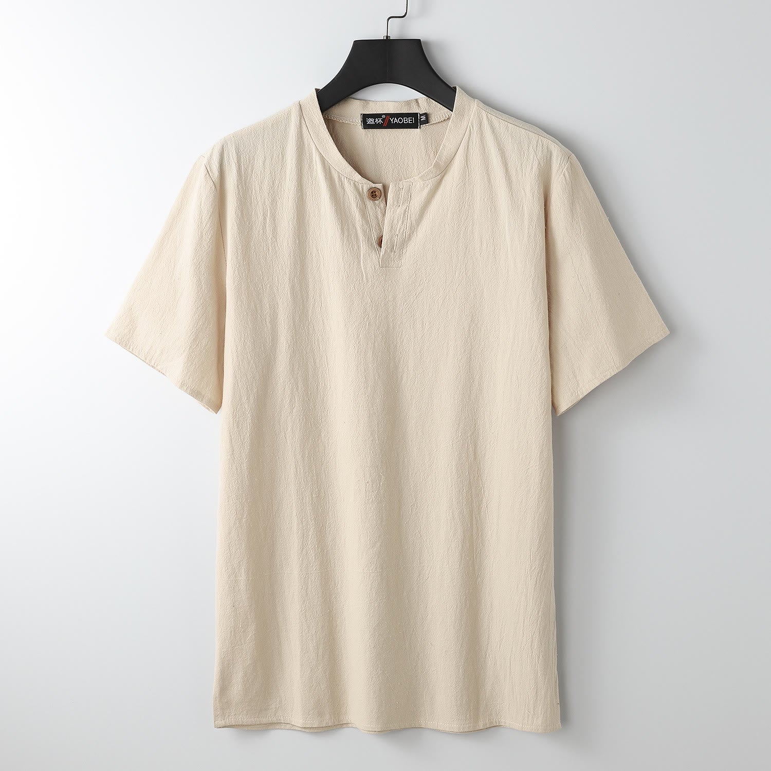 Maglietta da uomo ampia con Buddha Stones, tinta unita, manica corta, collo con bottoni, morbida camicia - Image 9