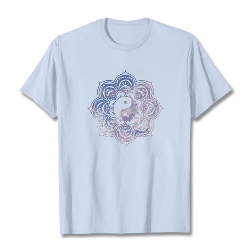 Maglietta in cotone con Buddha Stones Mandala Yin Yang