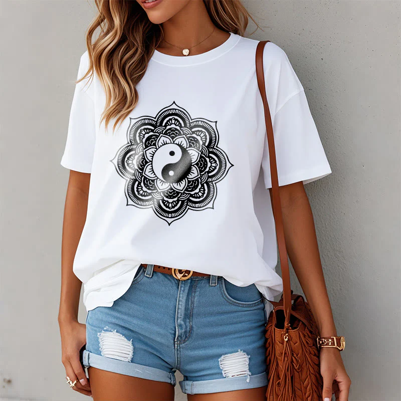 Maglietta in cotone con Buddha Stones Mandala Yin Yang - Image 28