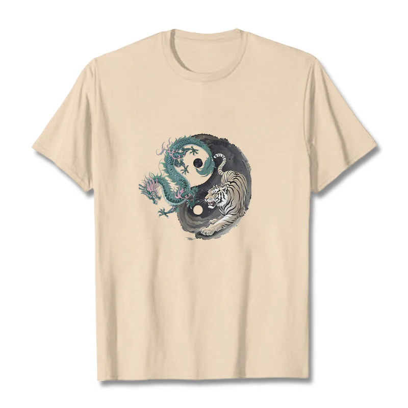 Maglietta in cotone con Buddha Stones, tigre, drago, Yin e Yang - Image 10