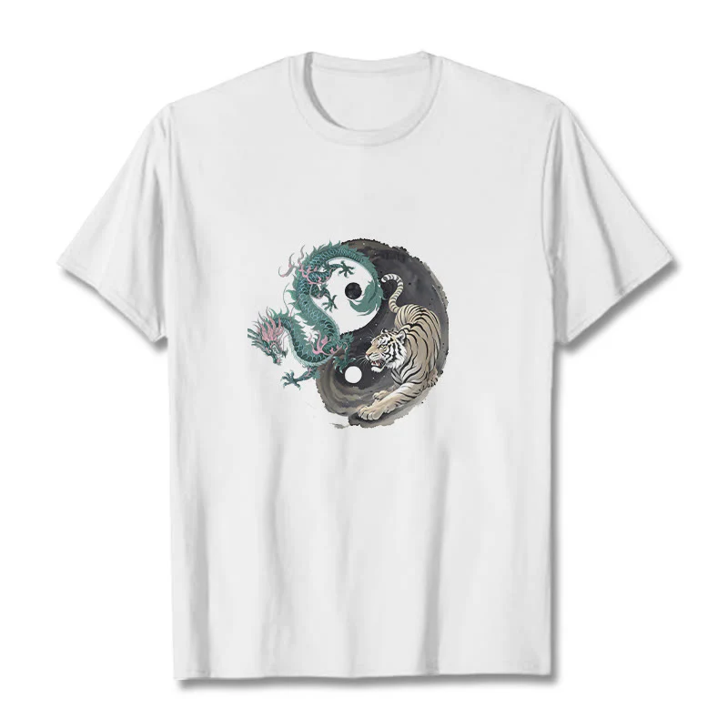 Maglietta in cotone con Buddha Stones, tigre, drago, Yin e Yang - Image 12