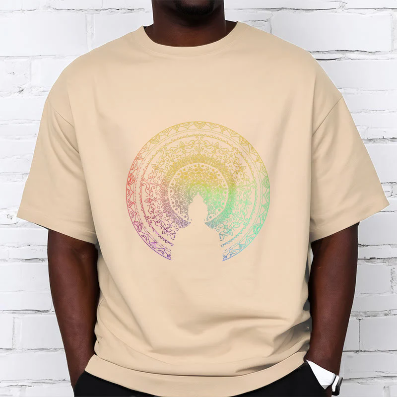 Maglietta in cotone con mandala e Buddha Stones, sfumatura colorata - Image 12