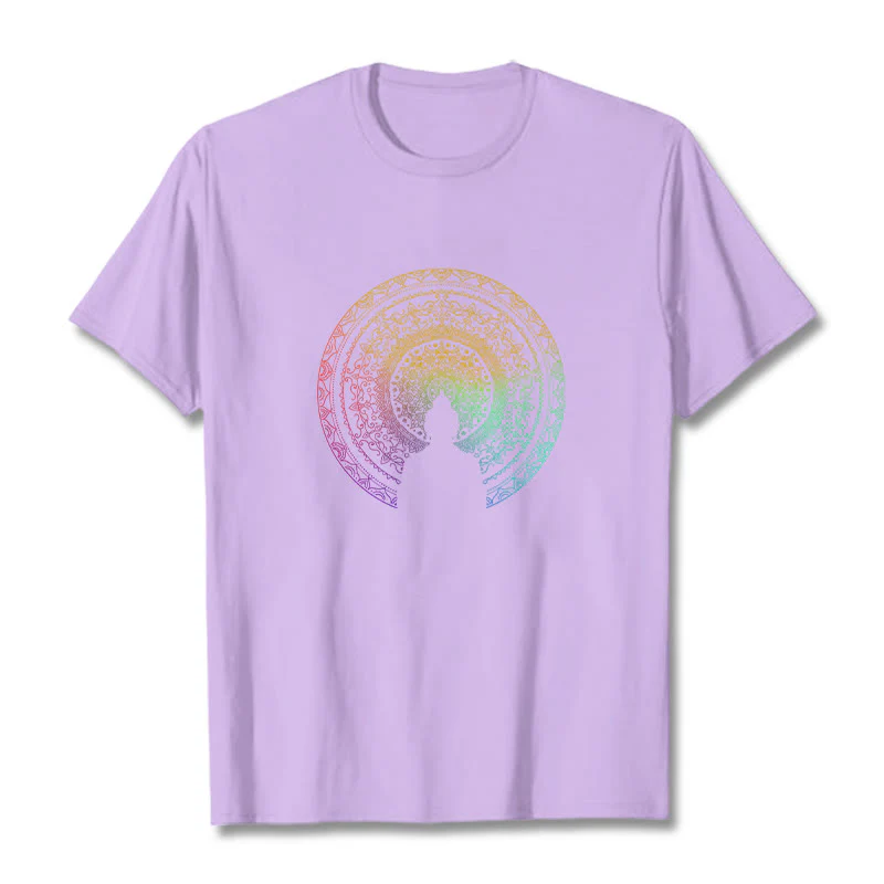Maglietta in cotone con mandala e Buddha Stones, sfumatura colorata - Image 16