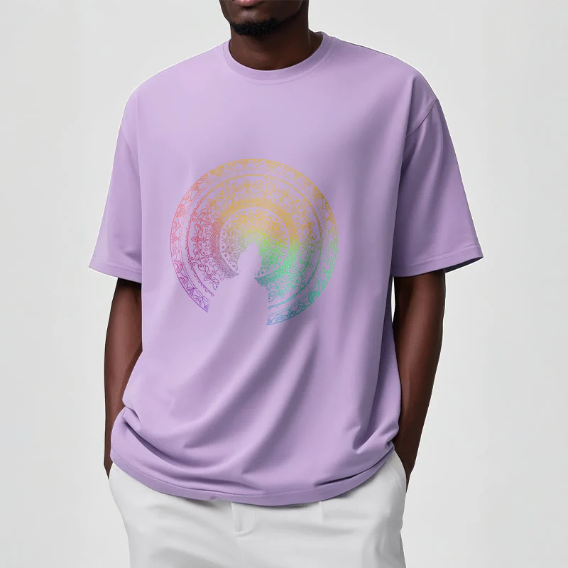Maglietta in cotone con mandala e Buddha Stones, sfumatura colorata - Image 17