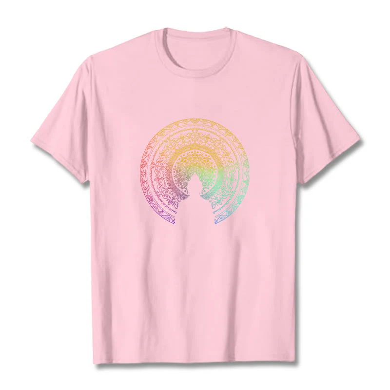 Maglietta in cotone con mandala e Buddha Stones, sfumatura colorata - Image 18
