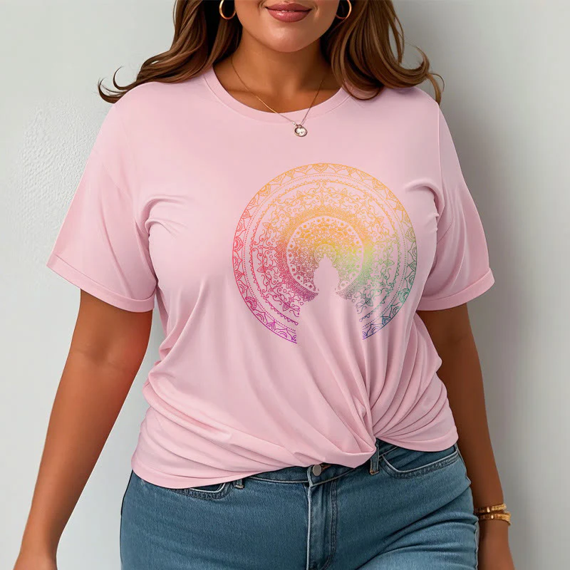 Maglietta in cotone con mandala e Buddha Stones, sfumatura colorata - Image 19