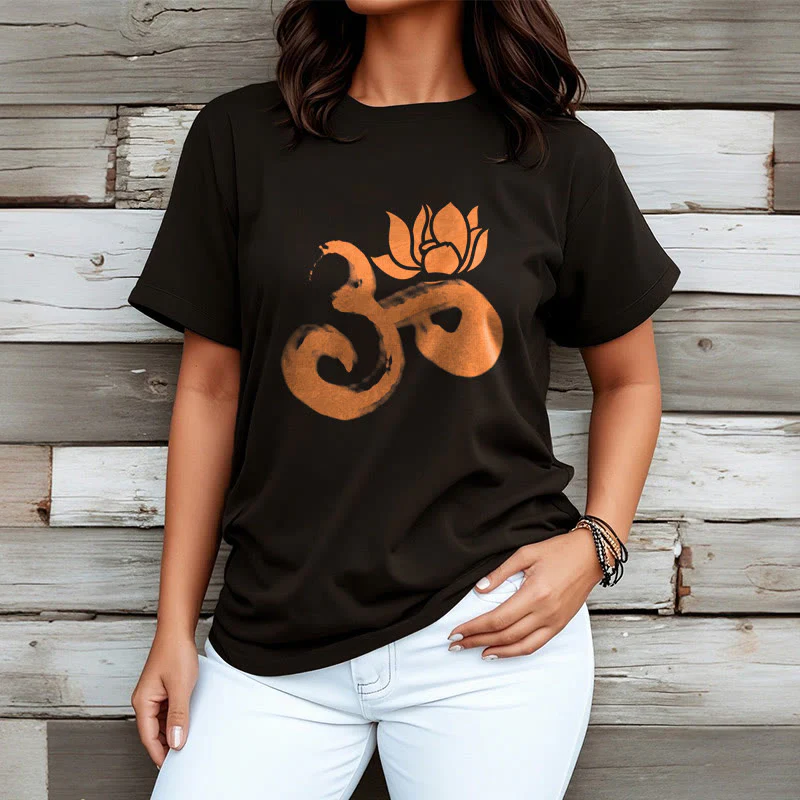 Maglietta in cotone con motivo Buddha Stones OM Lotus Flower - Image 13