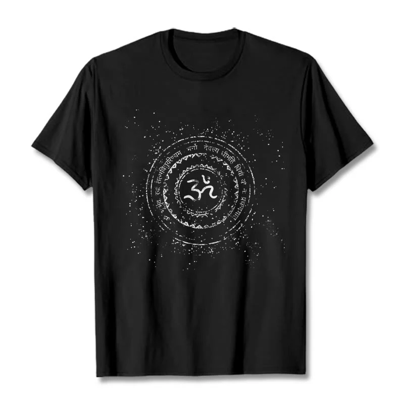 Maglietta in cotone con motivo mandala con Buddha Stones e simbolo Om e mantra - Image 5