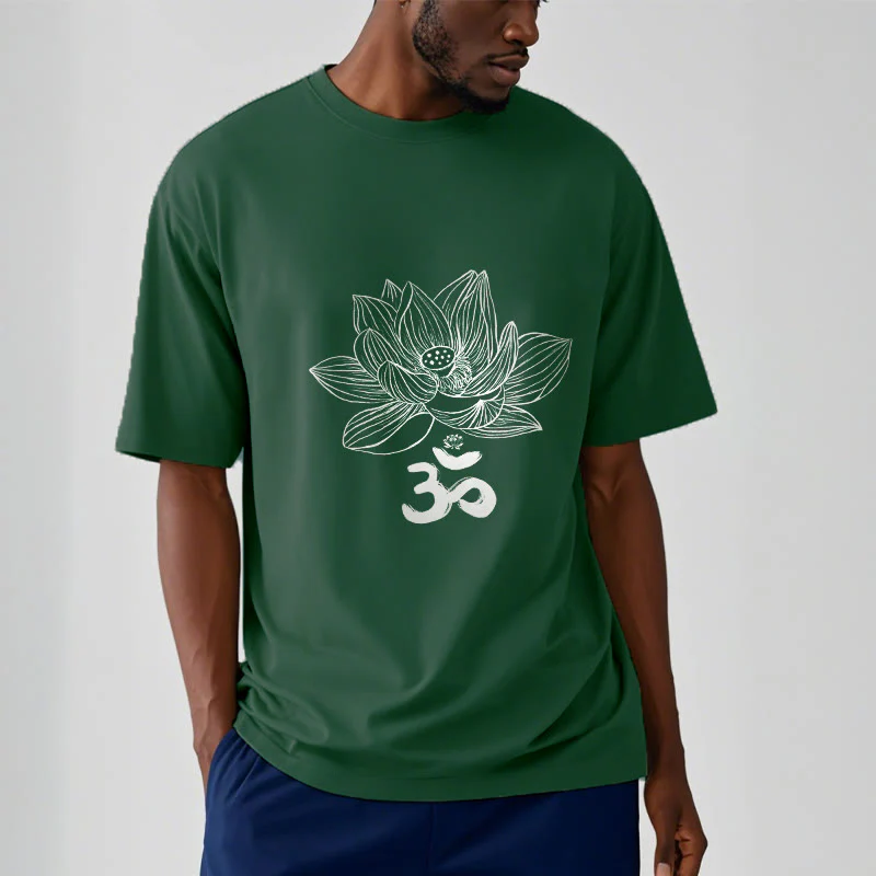Maglietta in cotone con schizzo Buddha Stones Om Lotus - Image 11