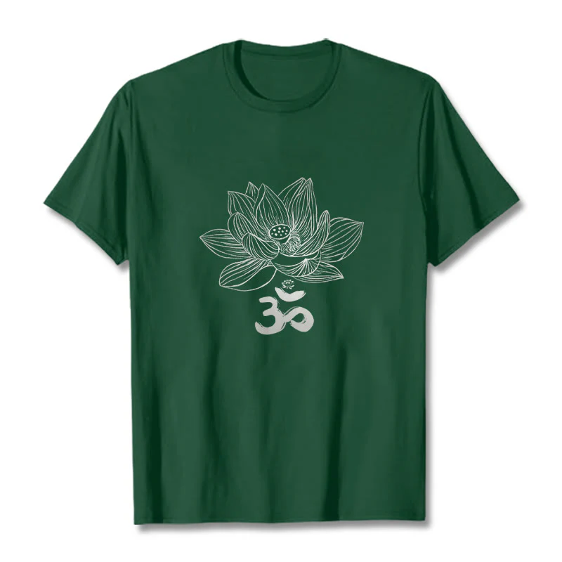 Maglietta in cotone con schizzo Buddha Stones Om Lotus - Image 12