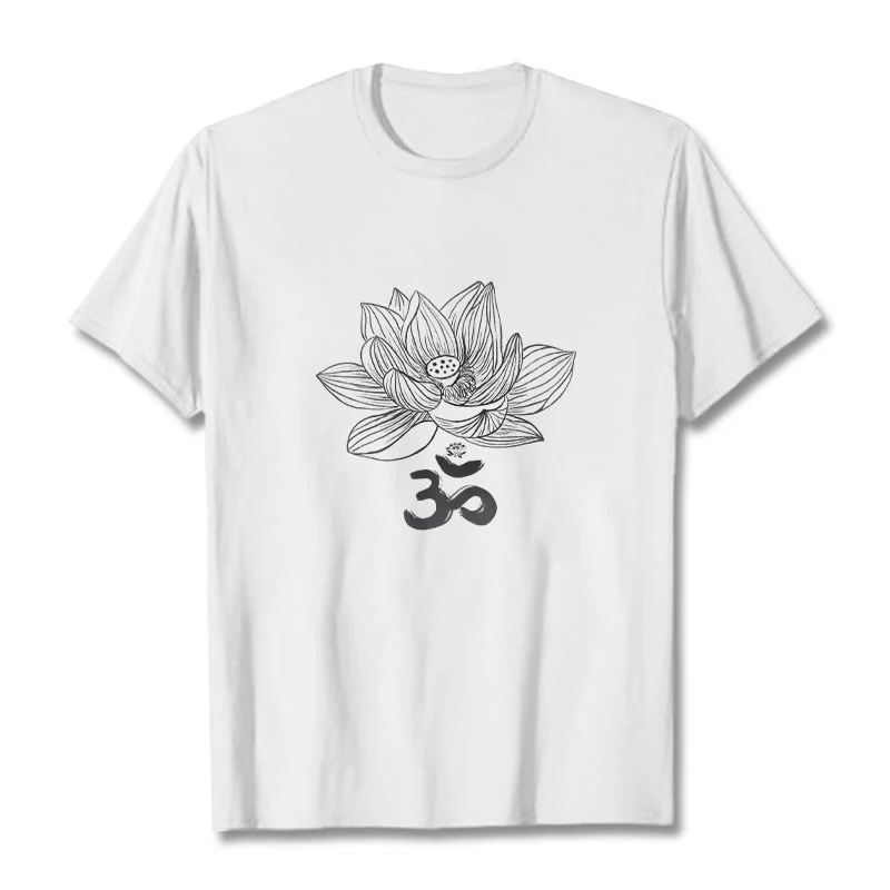Maglietta in cotone con schizzo Buddha Stones Om Lotus - Image 13