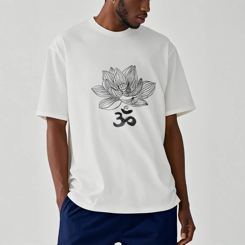 Maglietta in cotone con schizzo Buddha Stones Om Lotus - Image 17