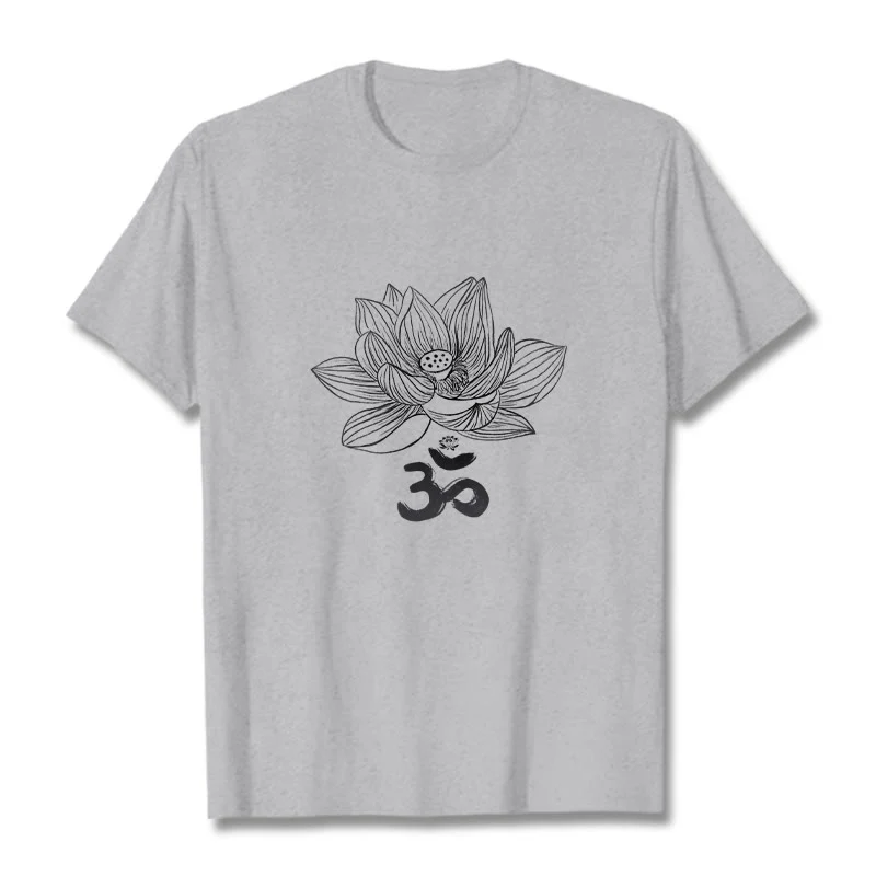 Maglietta in cotone con schizzo Buddha Stones Om Lotus - Image 22