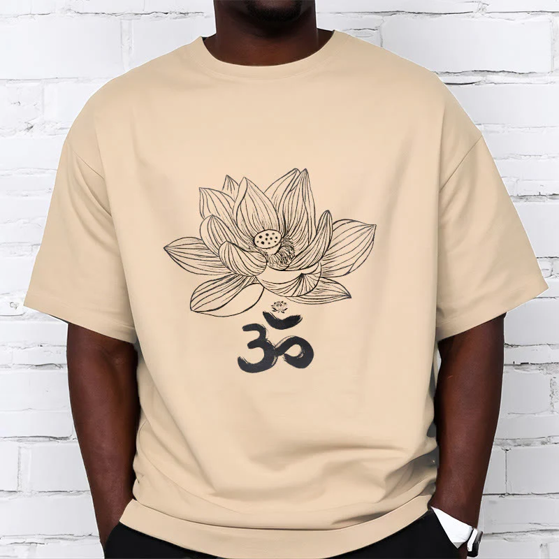 Maglietta in cotone con schizzo Buddha Stones Om Lotus - Image 26