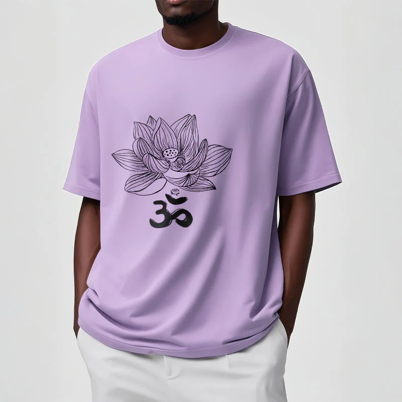 Maglietta in cotone con schizzo Buddha Stones Om Lotus - Image 36