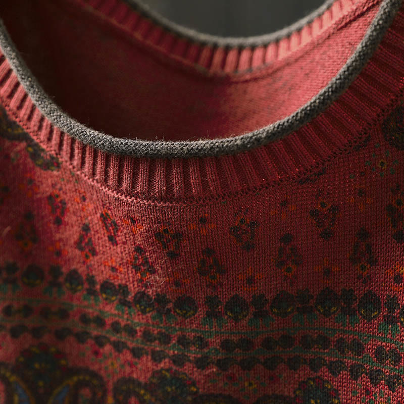 Maglione da donna in cotone con scollo rotondo, manica lunga, motivo floreale autunnale con motivo Buddha Stones Plant e tasca - Image 7