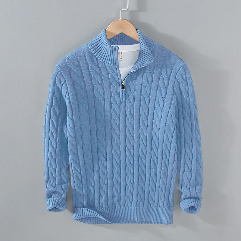 Maglione da uomo in cotone a maniche lunghe con collo alto e cerniera, modello Buddha Stones Winter Textured - Image 16