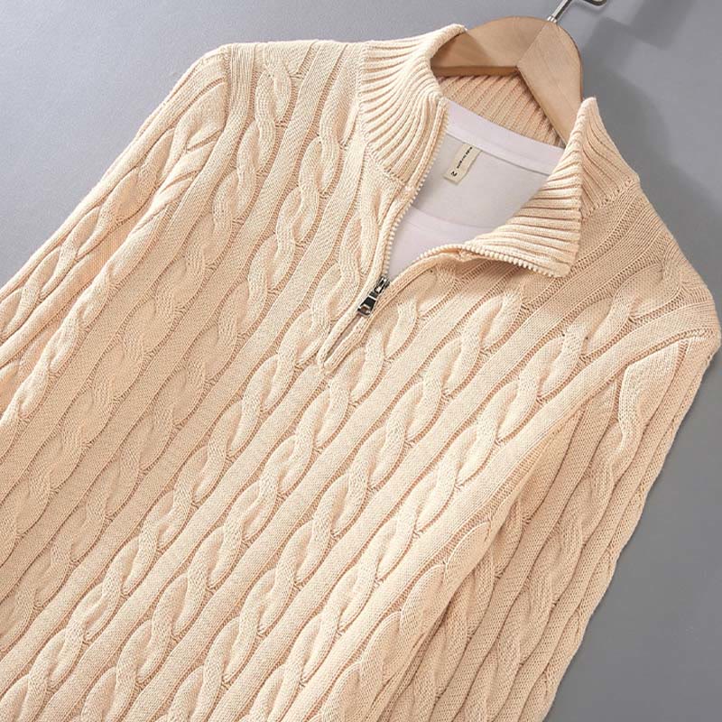 Maglione da uomo in cotone a maniche lunghe con collo alto e cerniera, modello Buddha Stones Winter Textured - Image 7