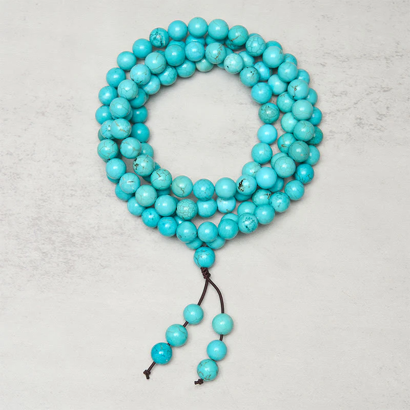 Mala di equilibrio della saggezza Buddha Stones 108 perle turchesi