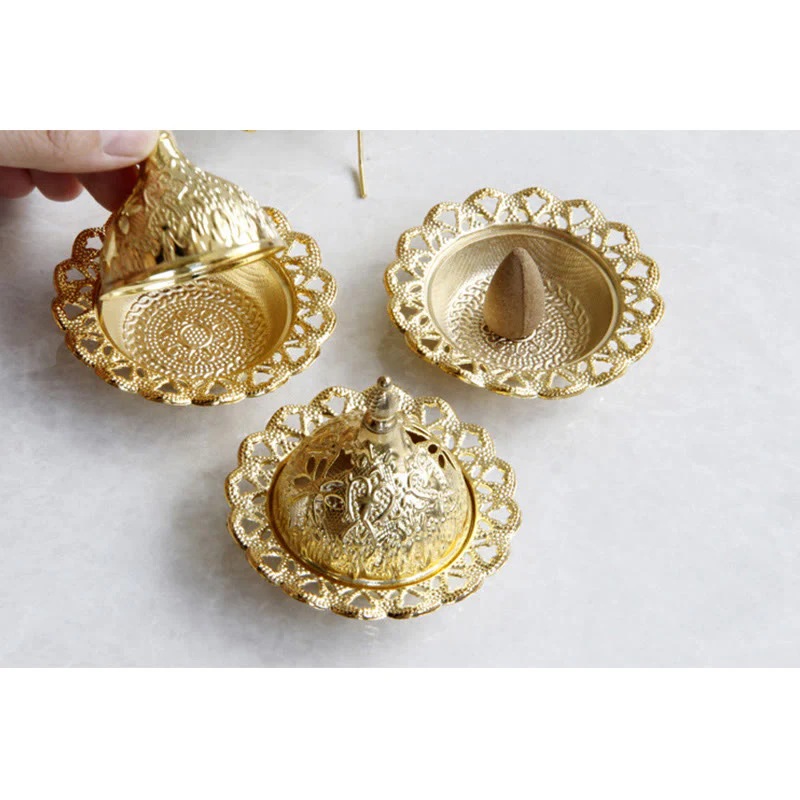Mini bruciatore di incenso per meditazione Tibetan Gold - Image 7