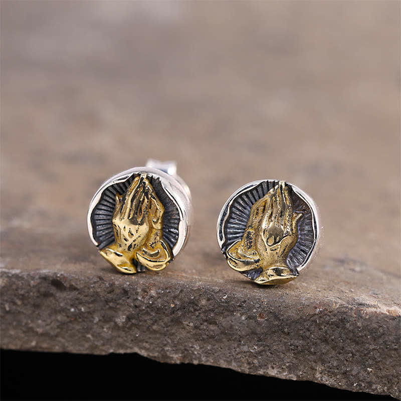 Orecchini a bottone Buddha Stones in argento sterling 925 Namaste Equality