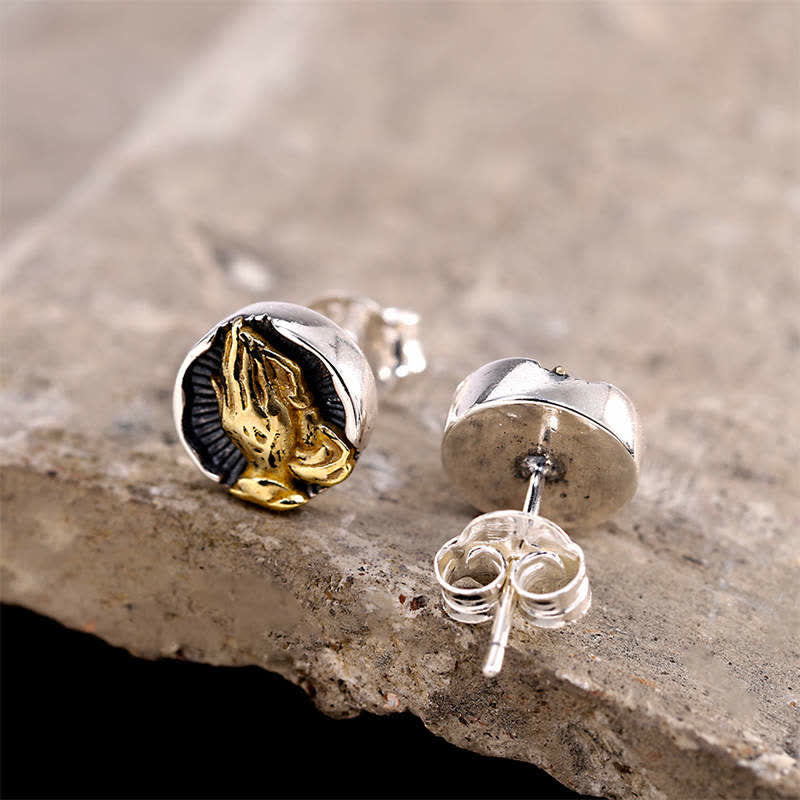 Orecchini a bottone Buddha Stones in argento sterling 925 Namaste Equality - Image 3