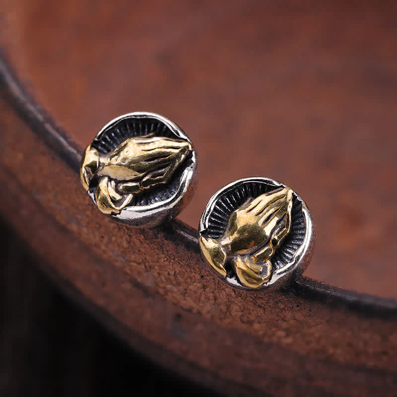 Orecchini a bottone Buddha Stones in argento sterling 925 Namaste Equality - Image 5