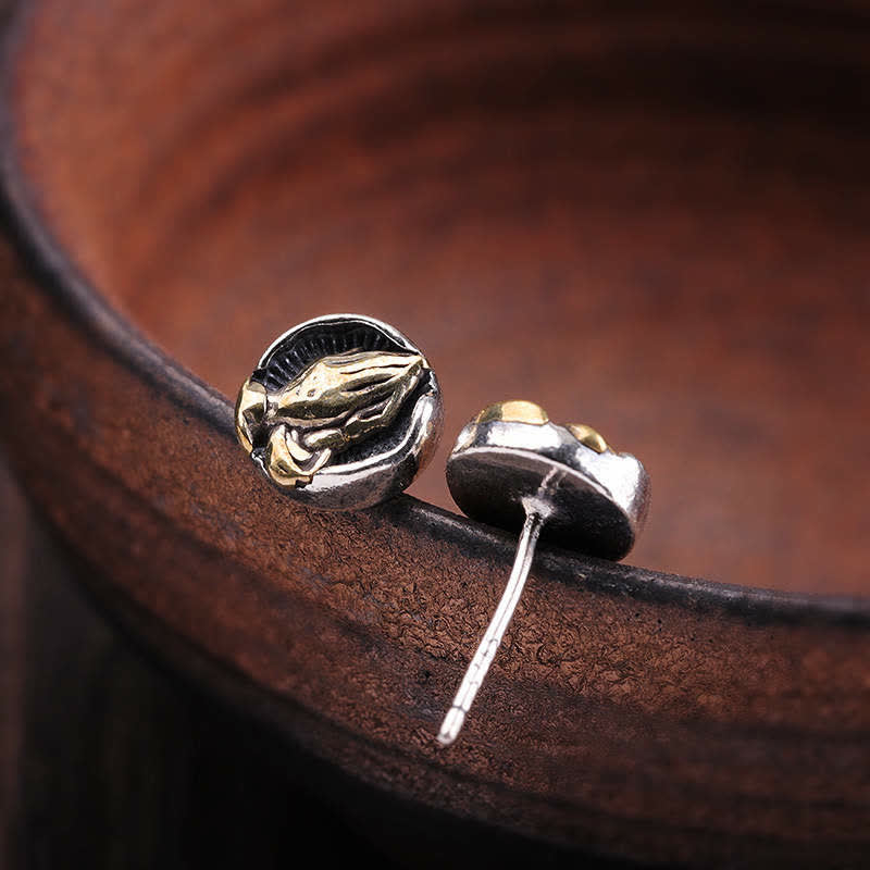 Orecchini a bottone Buddha Stones in argento sterling 925 Namaste Equality - Image 6