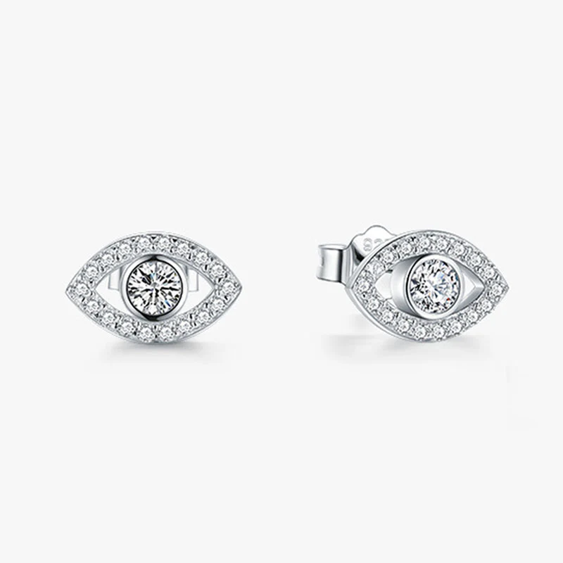 Orecchini a bottone con simbolo del malocchio in argento sterling 925 Buddha Stones