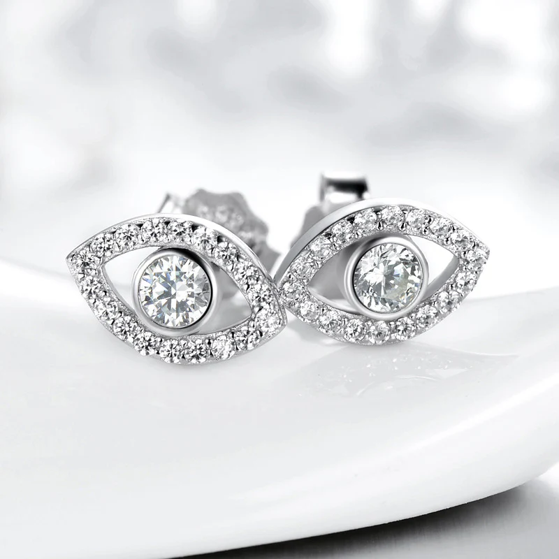 Orecchini a bottone con simbolo del malocchio in argento sterling 925 Buddha Stones - Image 3