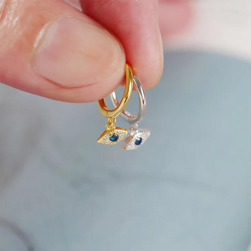 Orecchini a perno con protezione contro il malocchio in argento sterling 925 Buddha Stones - Image 3