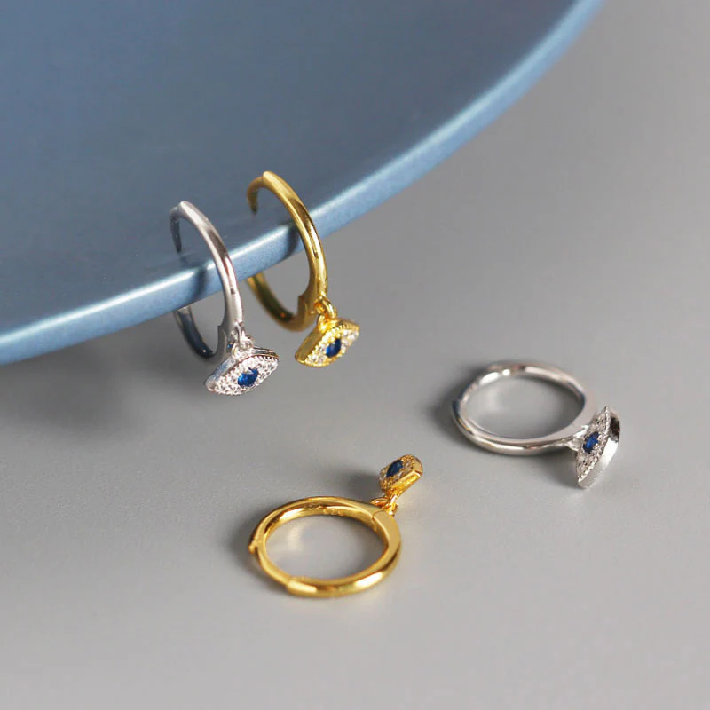 Orecchini a perno con protezione contro il malocchio in argento sterling 925 Buddha Stones - Image 4