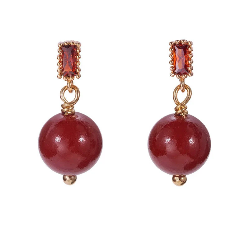 Orecchini Buddha Stones 925 Sterling Silver Post 14K Gold Filled Cinnabar Bead Zircone Calma - Image 9