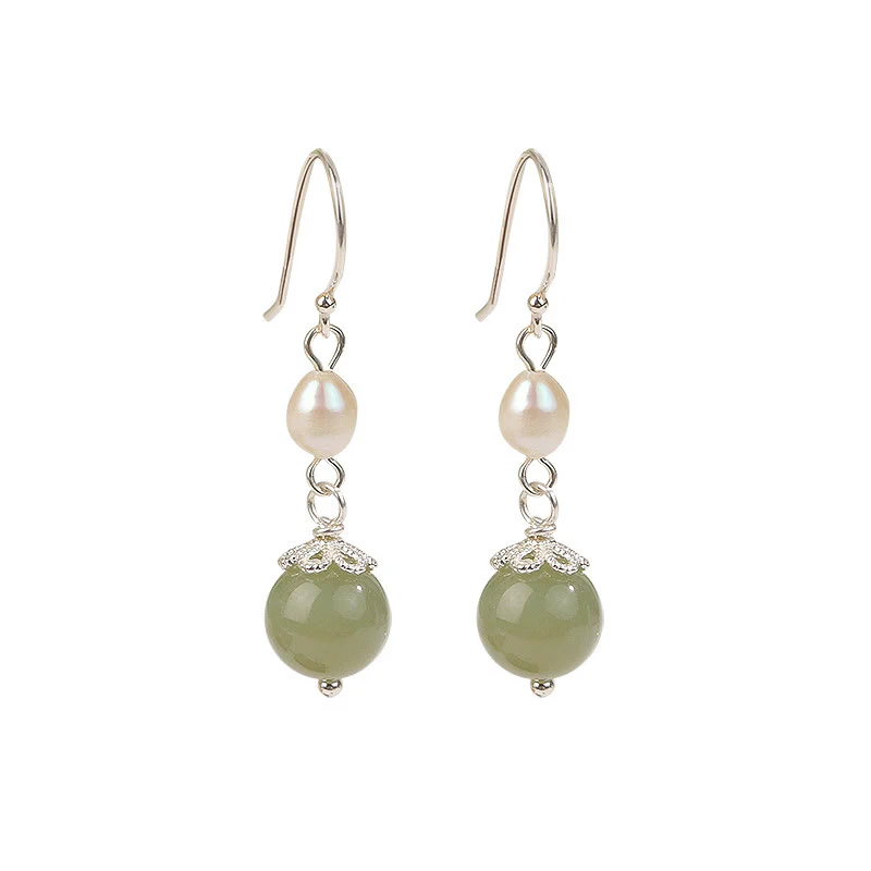 Orecchini Buddha Stones in argento sterling 925 con perle naturali e giada - Image 5