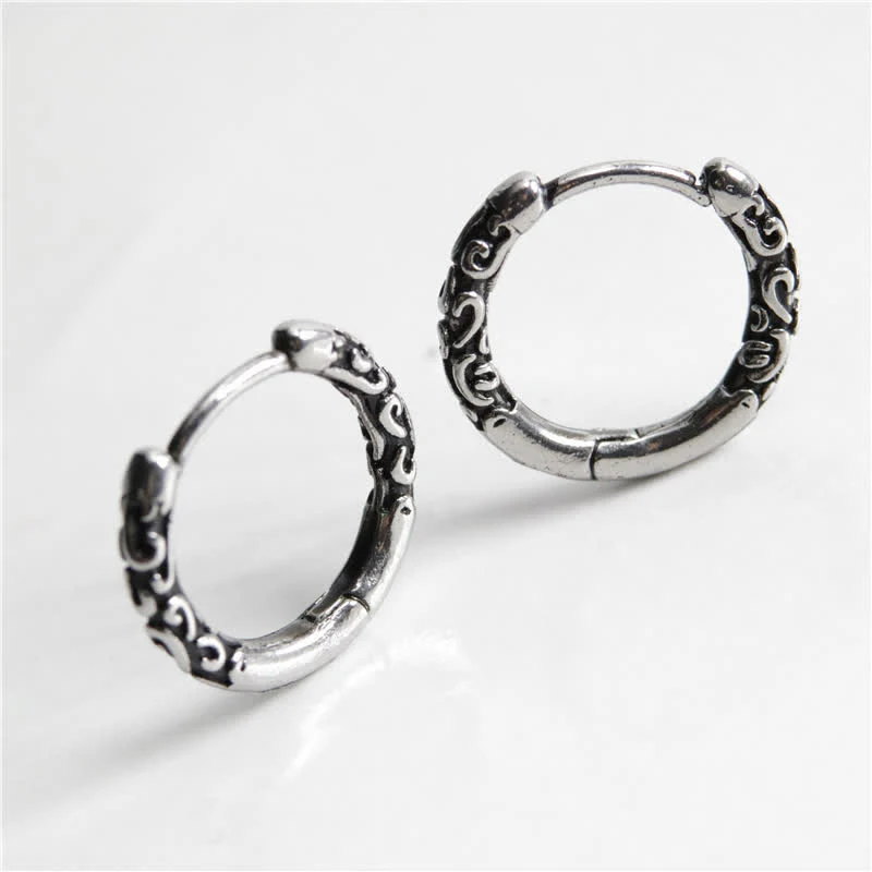 Orecchini Buddha Stones Viking Celtic Hoop Titanium Steel Balance - Image 2