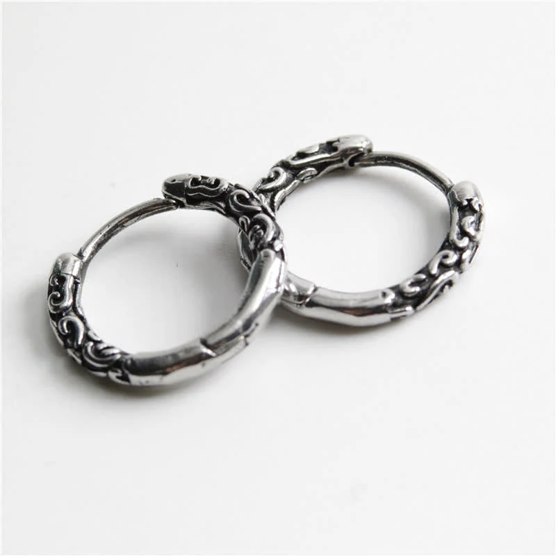 Orecchini Buddha Stones Viking Celtic Hoop Titanium Steel Balance - Image 3