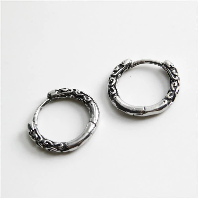 Orecchini Buddha Stones Viking Celtic Hoop Titanium Steel Balance - Image 4